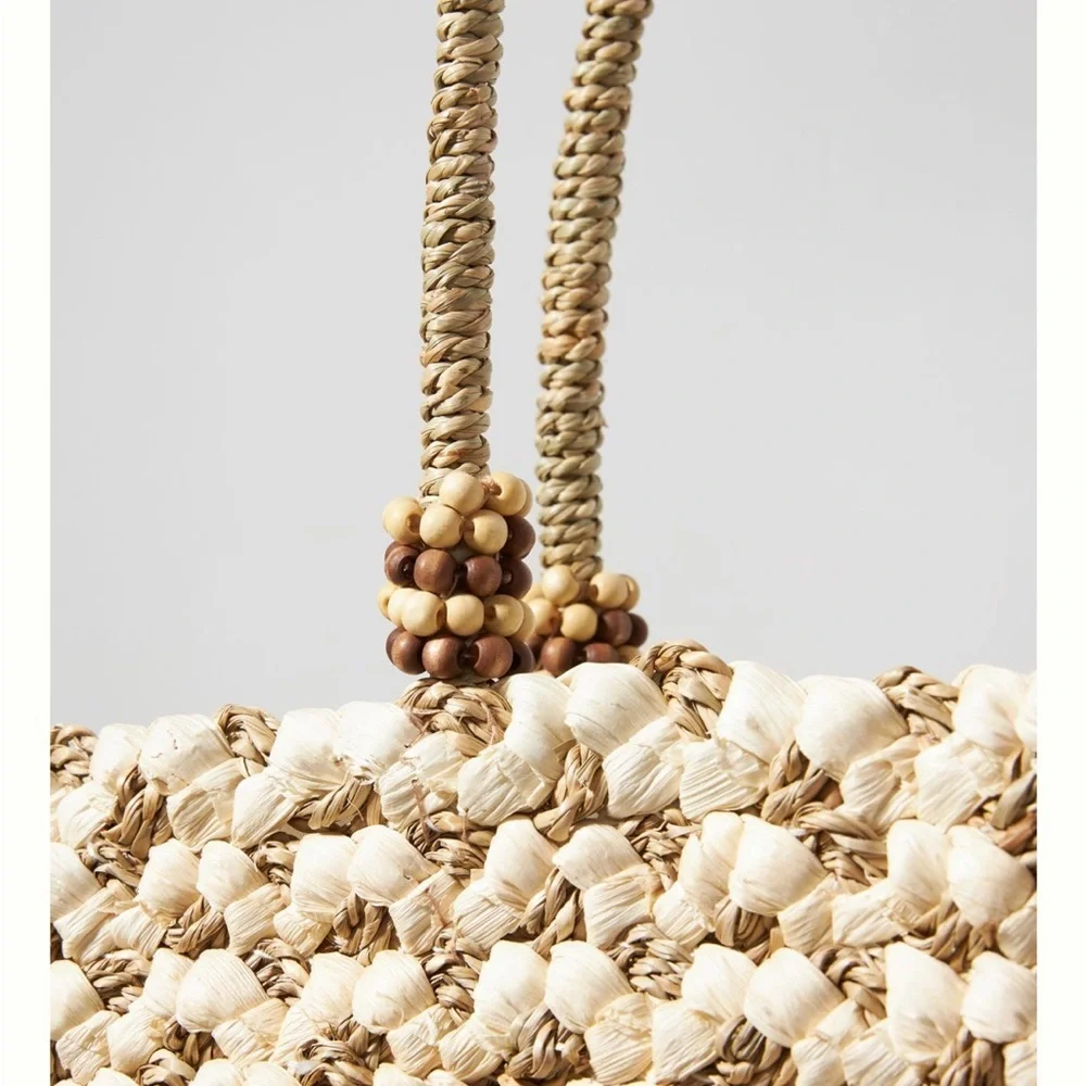 Puffy Raffia Tote Bag